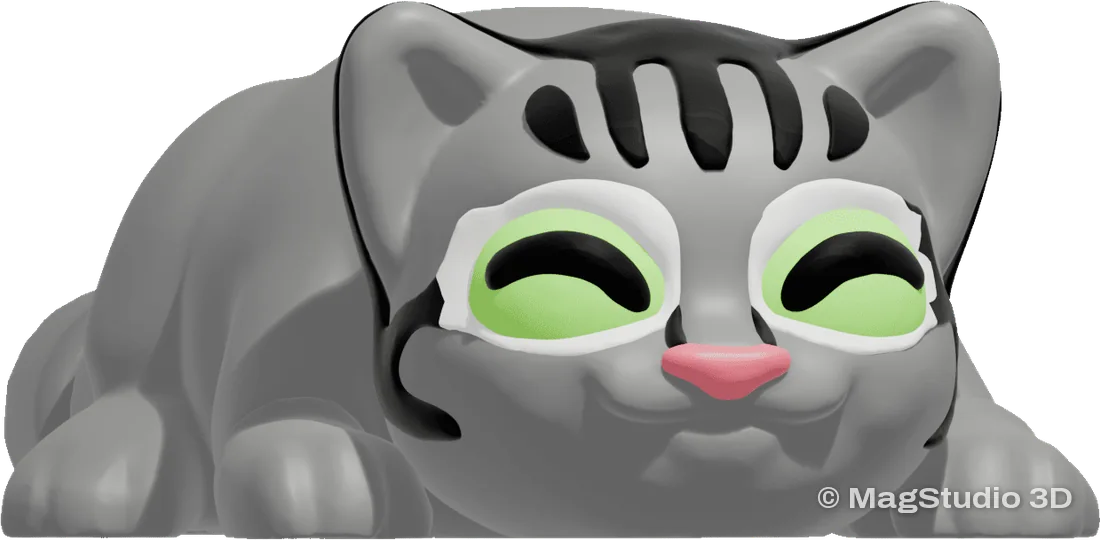 Gato modelado y renderizado en 3D por el estudio