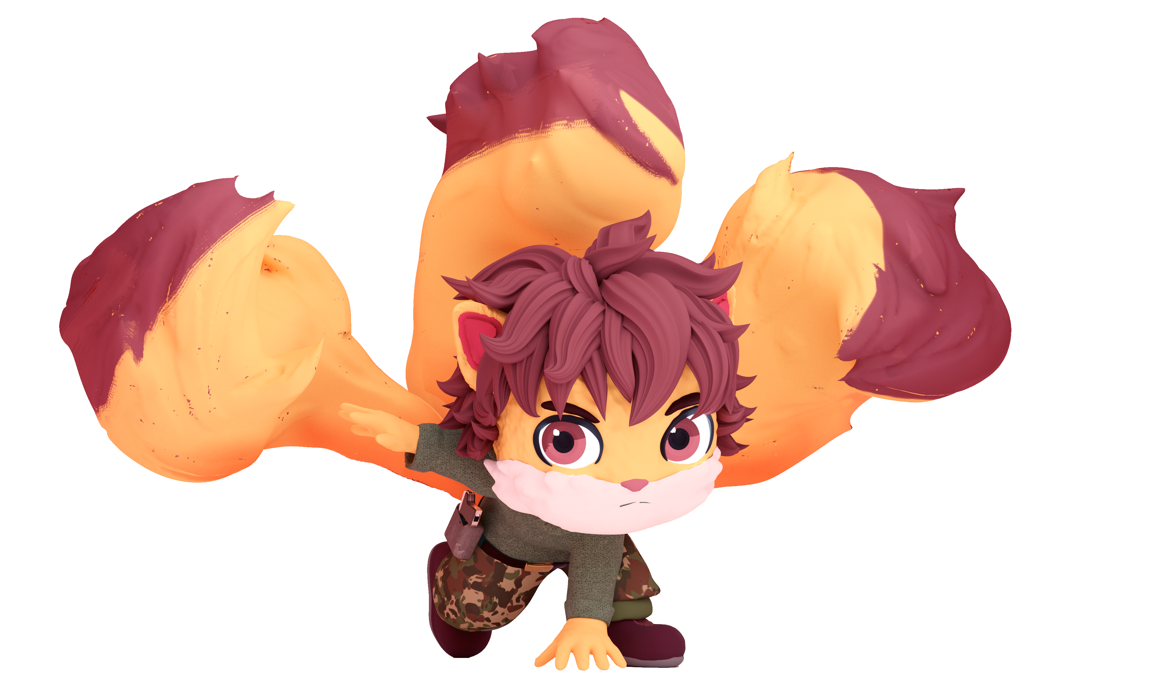 Render de personaje chibi estilo anime